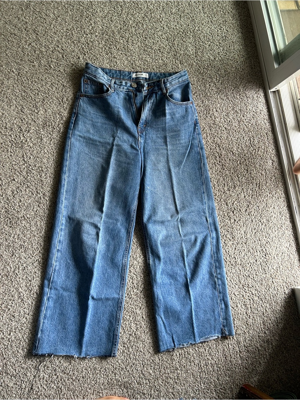 Pull&Bear Wide-Leg High-Rise Jeans - Blue Denim